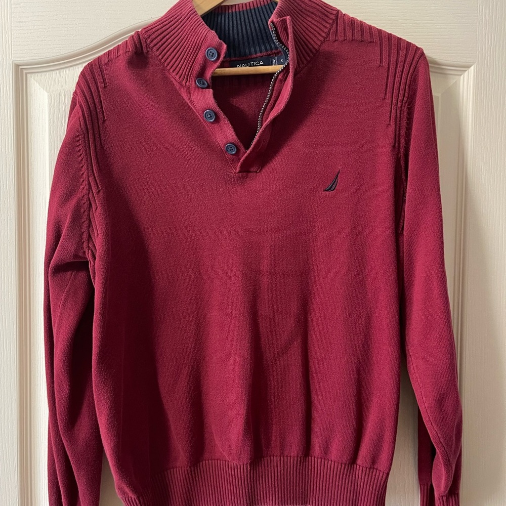 Nautica Men's Maroon Turtleneck Sweater